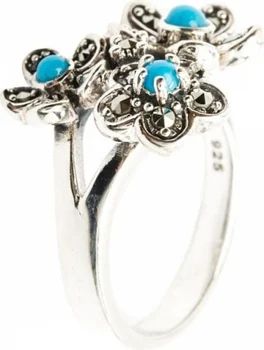 

Yuk markazit ring with marcasites and turquoise from silver