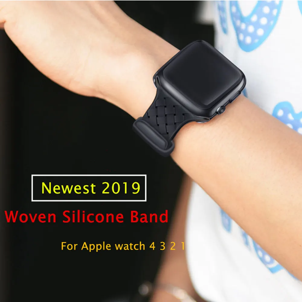 Силиконовый ремешок для apple watch 5 ремешок 44 мм 40 мм iwatch ремешок 42 мм 38 мм тканый узор браслет ремешок для apple watch 4 3 21 38