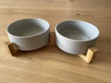 De cerámica cuenco para gato mascota cachorro suministros de alimentación dos mascotas cuencos de comida de perro alimentador de agua accesorios para perro Durable múltiples opción de color