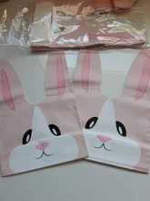 Lote de 10/50 bolsas de plástico para orejas de conejo, bolsas de plástico para galletas y dulces, paquetes para hornear aperitivos y suministros para fiestas y eventos