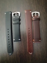 Correa de cuero genuino para reloj de negocios, correa de cuero de vaca de decoloración oleosa de cera de aceite, de alta calidad, 18, 20, 22 y 24mm