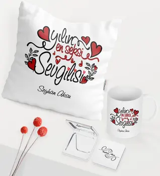 

Personalized Year Sexy Sweetheart Themed White Mug Mirror Pillow Set