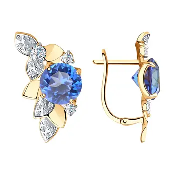 

Sokolov drop earrings with stones in gold with Swarovski Crystals Topaz and Swarovski cubic zirconia, fashion jewelry, 585, women's male, long earrings