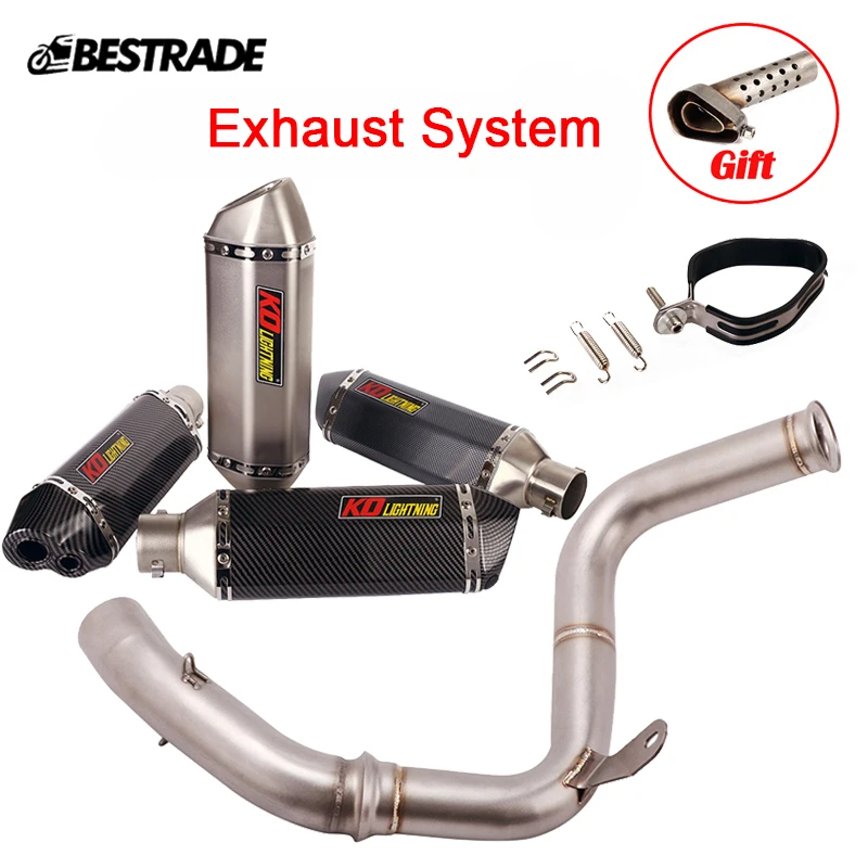 

Motorcycle Exhaust System Connect Middle Link Pipe 51mm Muffler Escape Modified For Duke 390 250 125 RC390 2017-2021 Slip On