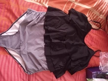 Traje de baño de dos piezas para mujer, bañador con doble volante y cintura alta, tankini con la parte inferior fruncida, ropa de baño de talla grande