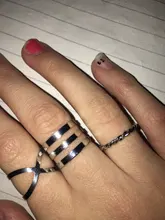 8 unids/set de Anillos geométricos huecas redondas bohemias para mujer, anillo abierto cruzado, anillo de dedo nudillo, joyería