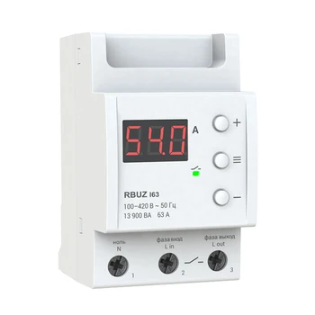 

Single phase current relay rbuz I63 to protect household appliances with the installation in the panel on the DIN rail