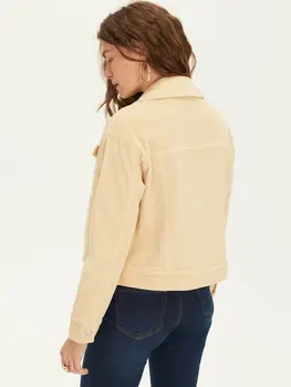 

Pockets Ribbed Velvet Jacket