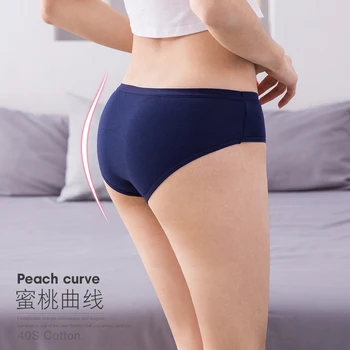 

4pcs/lot Plain Women Briefs Low-Rise Underwear Stretchy Navy Blue Female Women's Panties 2020 Woman Clothes OWU193007