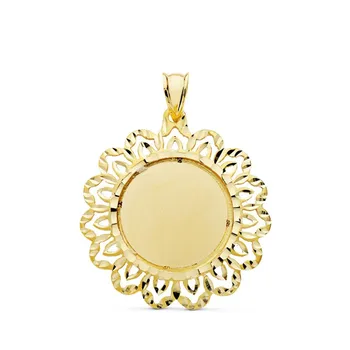 

Pendant 18k gold sheet fence round openwork 30mm. [AB4795]