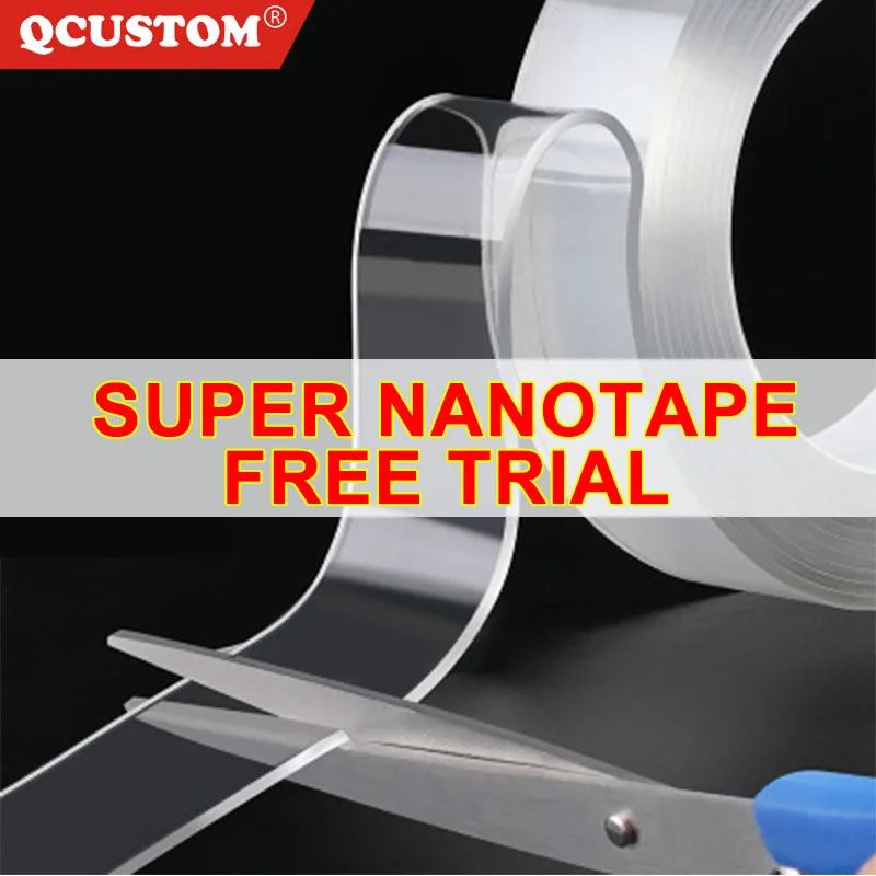 

QCUSTOM Tape Removable Transparent-Tape for Double Sided Adhesive-Nano-Stick Traceless Washable Universal Magic Acrylic flexible