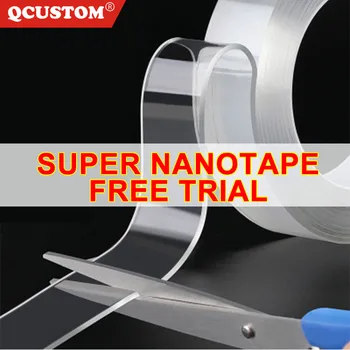 

QCUSTOM Tape Removable Transparent-Tape for Double Sided Adhesive-Nano-Stick Traceless Washable Universal Magic Acrylic flexible