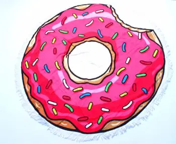 

Terry round towel for beach, 150 cm (pattern: donut pink), арт.3123