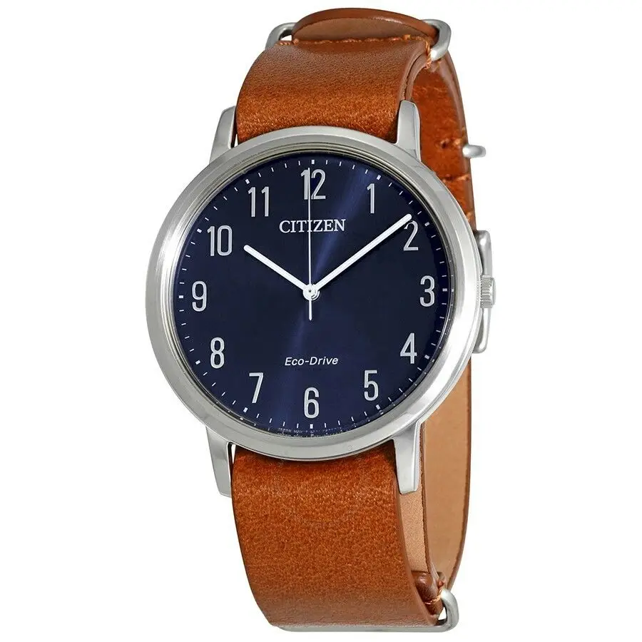 Для мужчин часы Citizen Eco Drive BJ6500-12L кожаный ремешок Мужчин's с синим циферблатом