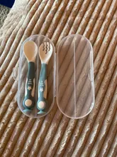 Juego de utensilios para niños pequeños, cuchara y tenedor para bebé, juego de cubiertos de entrenamiento de alimentación con caja para uso en interiores y exteriores