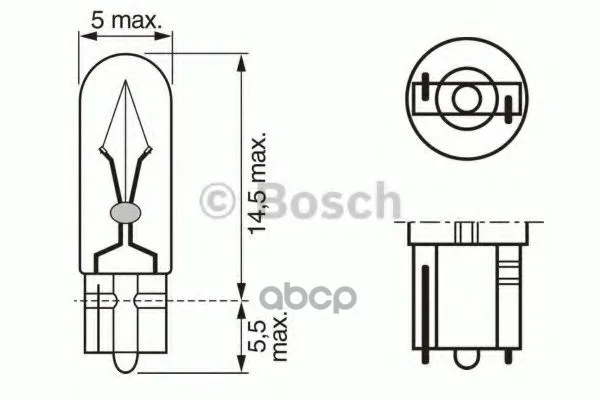 Лампа Накаливания 10шт В Упаковке W1.2w 12v 1.2w W4.6d Pure Light(Стандартные Характеристики) Bosch арт. 1987302208