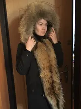 BLUENESSFAIR-Chaqueta larga impermeable de invierno para mujer, abrigo de piel de zorro y mapache Natural, ropa de calle extraíble, 2020