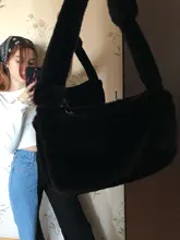Hobos-Bolso de hombro de felpa suave para mujer, Cartera de mano femenina, de diseño Simple, a la moda, Baguette