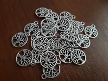 YuenZ-Cuentas de Arbol de la vida redondas de color plata antigua, colgantes de Metal, accesorios para fabricación de joyas, 19x15mm, 30 Uds., Q257