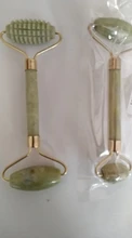 Rodillo masajeador Facial de piedra de Jade Natural, conjunto de rascador de Gua Sha verde, herramientas adelgazantes de belleza, 2 unidades