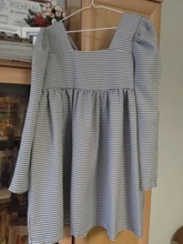 Plaid Dress Puff-Sleeve Square Collar Bclout Black White Sexy Vintage Autumn Casual Woman