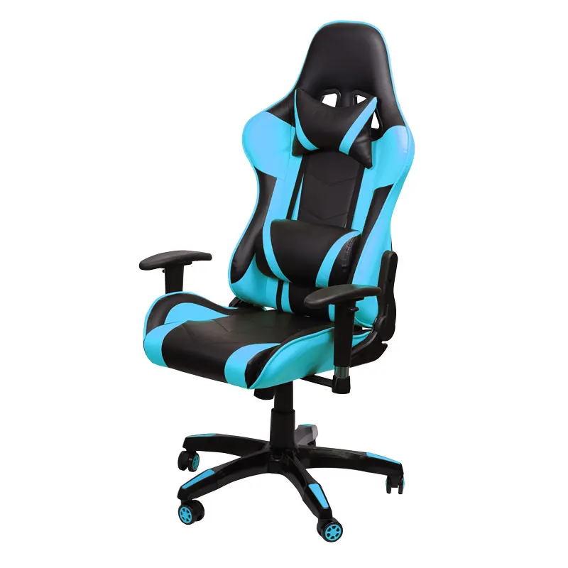 SOKOLTEC New Arrival Racing Synthetic Leather Gaming Chair Internet Cafes WCG Computer Chair Comfortable Lying Household Chair - Цвет: Небесно-голубой