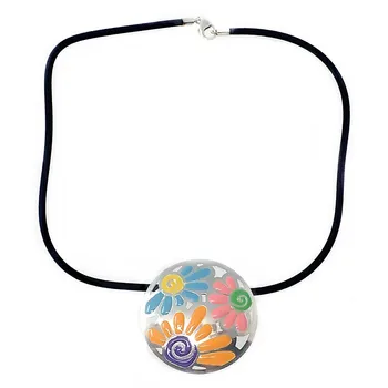 

Choker 925 Sterling silver m 40cm. Flowers round openwork [AB9085]