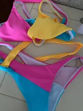 Bikini de empalme para mujer, bañador femenino de dos piezas, conjunto de Bikini asimétrico de cintura media, traje de baño V2423