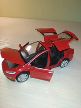 1:32 modelo Tesla X coche en miniatura de aleación con tirar juguete electrónico con simulación de luces y música modelo juguetes para niños de regalo