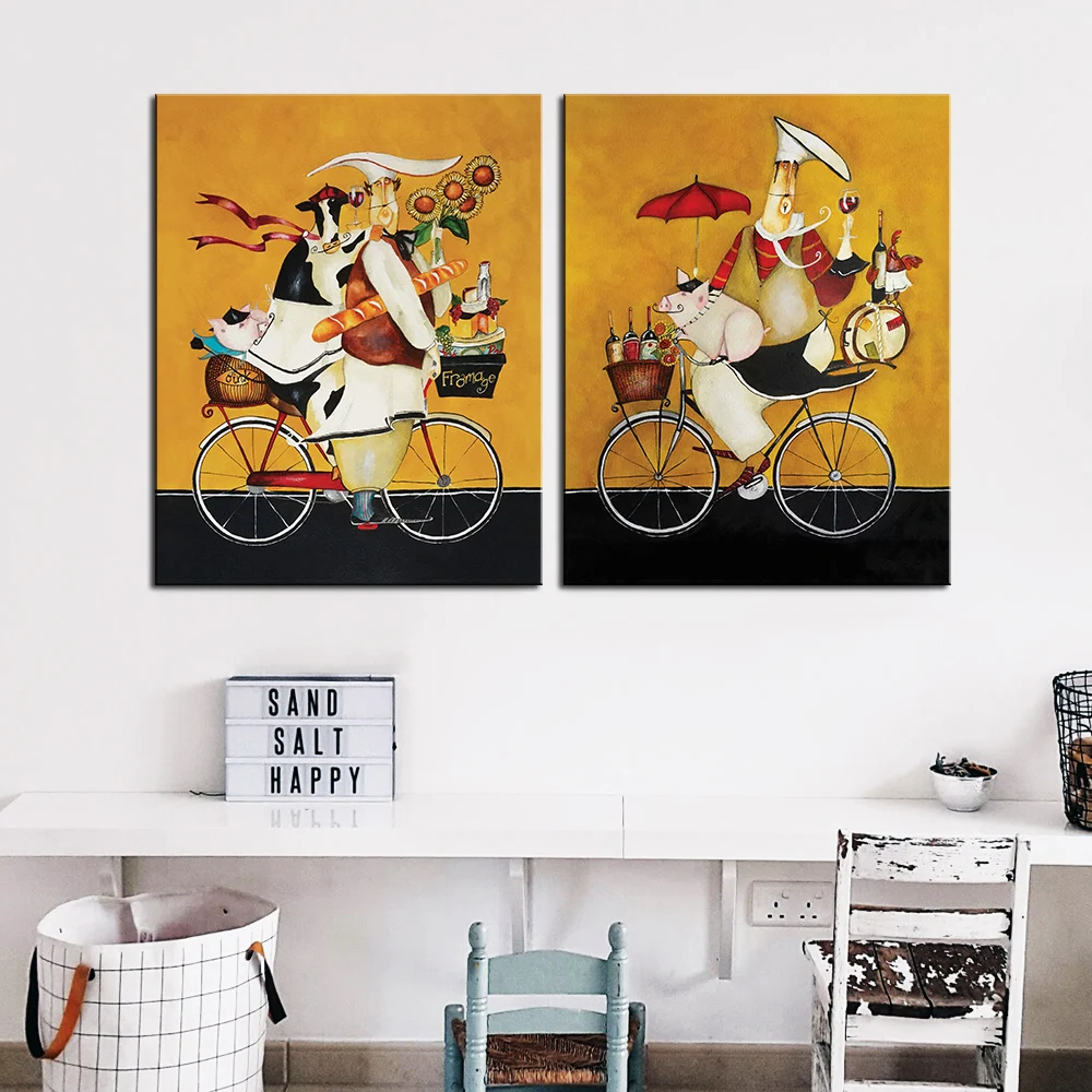 Wall Pictures Kitchen Room 2 Panel Painting cuisine Art for Home Decor Oil Print on Canvas No Framed | Дом и сад