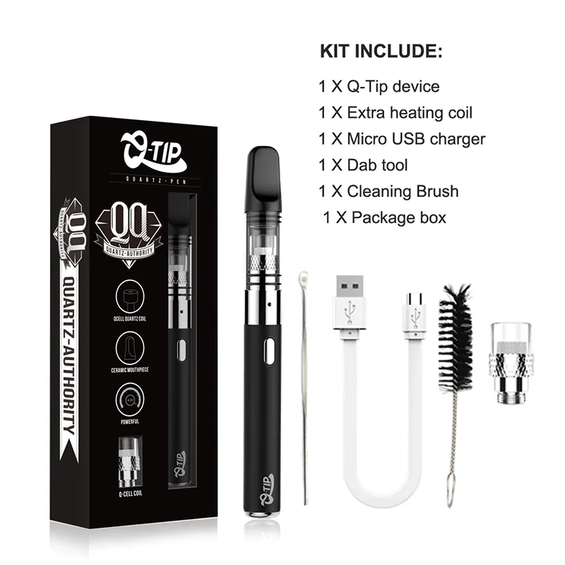  AIRISTECH airis Qtip Wax Vaporizer Portable Vape Pen Kit Quartz Hearting Coil Ceramic Dip Mouthpiec