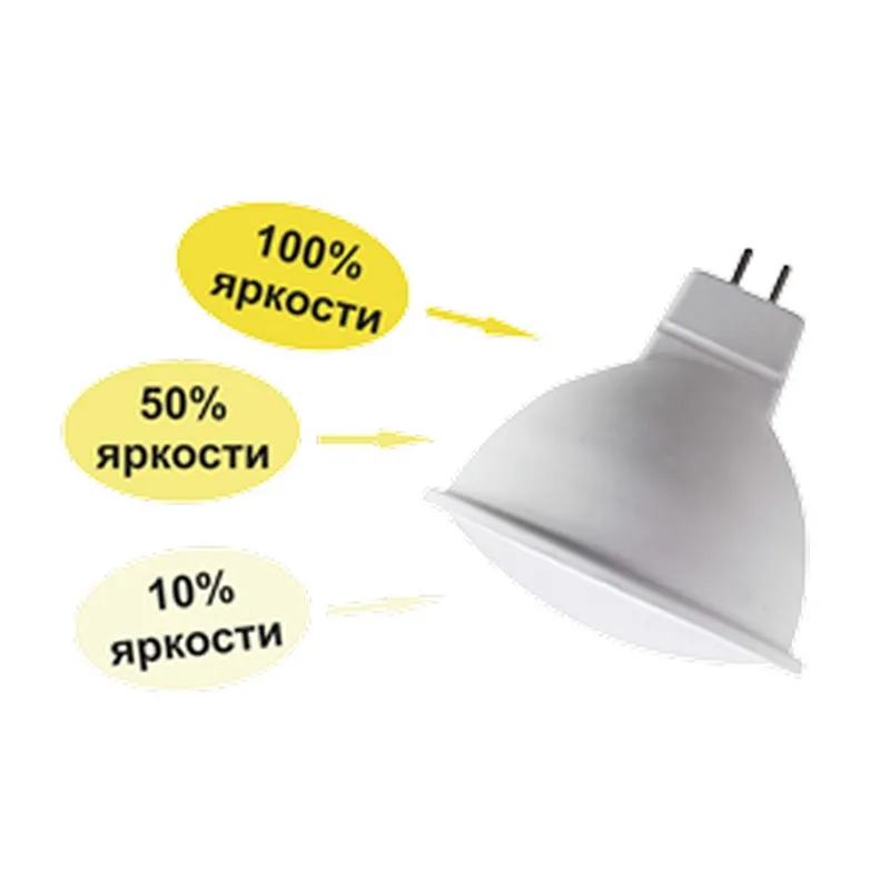 Ecola MR16 GU5.3 св/д 3 ступени димм. 8W 6000K 6K (шаг 100%/50%/10%) 48x50 матов | Лампы и освещение