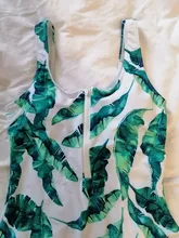 One-Piece Swimsuit Monokini Beachwear Push-Up Summer Print Zipper Sexy New XL Women