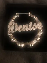 DOREMI-pendientes con nombre de bambú para mujer, aretes de aro trapezoidal personalizados con nombre y letras grandes, regalo para mujer