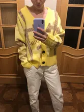 Sweaters Cardigans Checkered Plaid Colorfaith Korean Fashionable Women's Knitwears Buttons