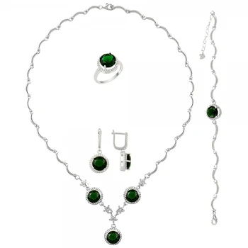 

Silver 925 Sterling Emerald Color Zircon Stone Set