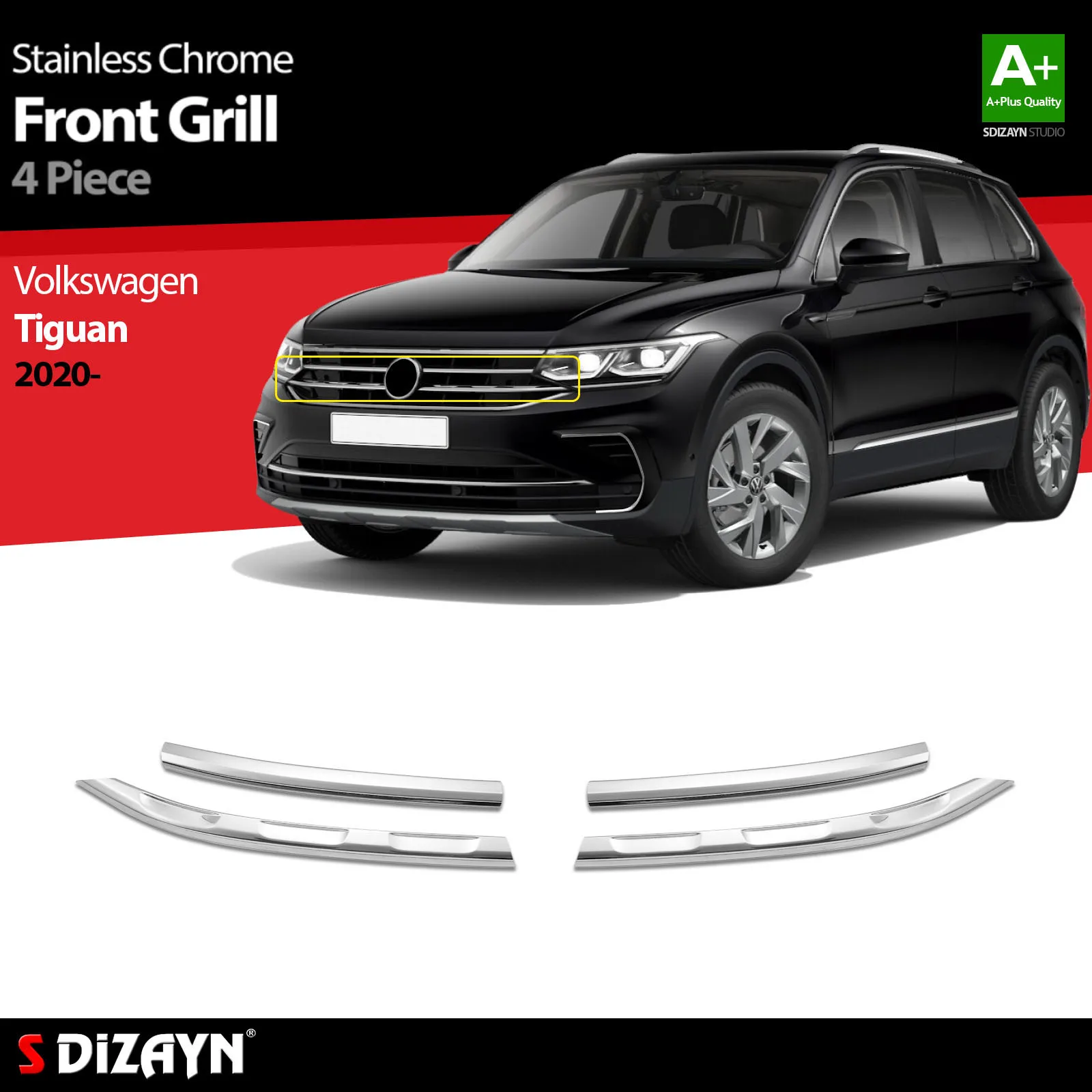 Передняя решетка из нержавеющей стали для Volkswagen Tiguan 2 4 шт. | Автомобили и