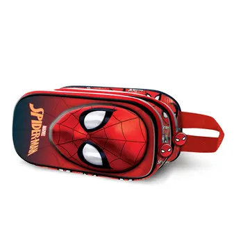 

SPIDERMAN portatodo with double compartment with zipper and lining inside. Design design with embossed front