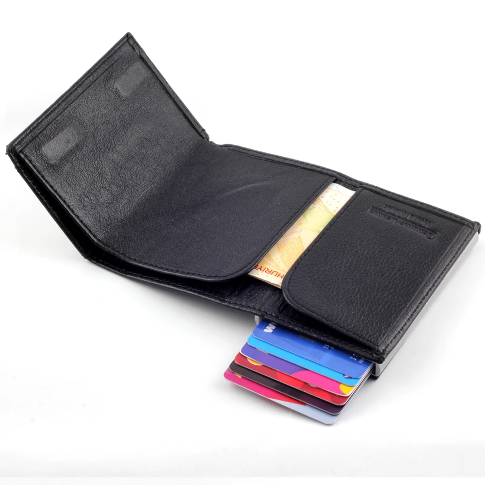 Smart Wallet Business Card Holder Real Cow Leather Handmade Smart Automatic Card Holder Men Gift