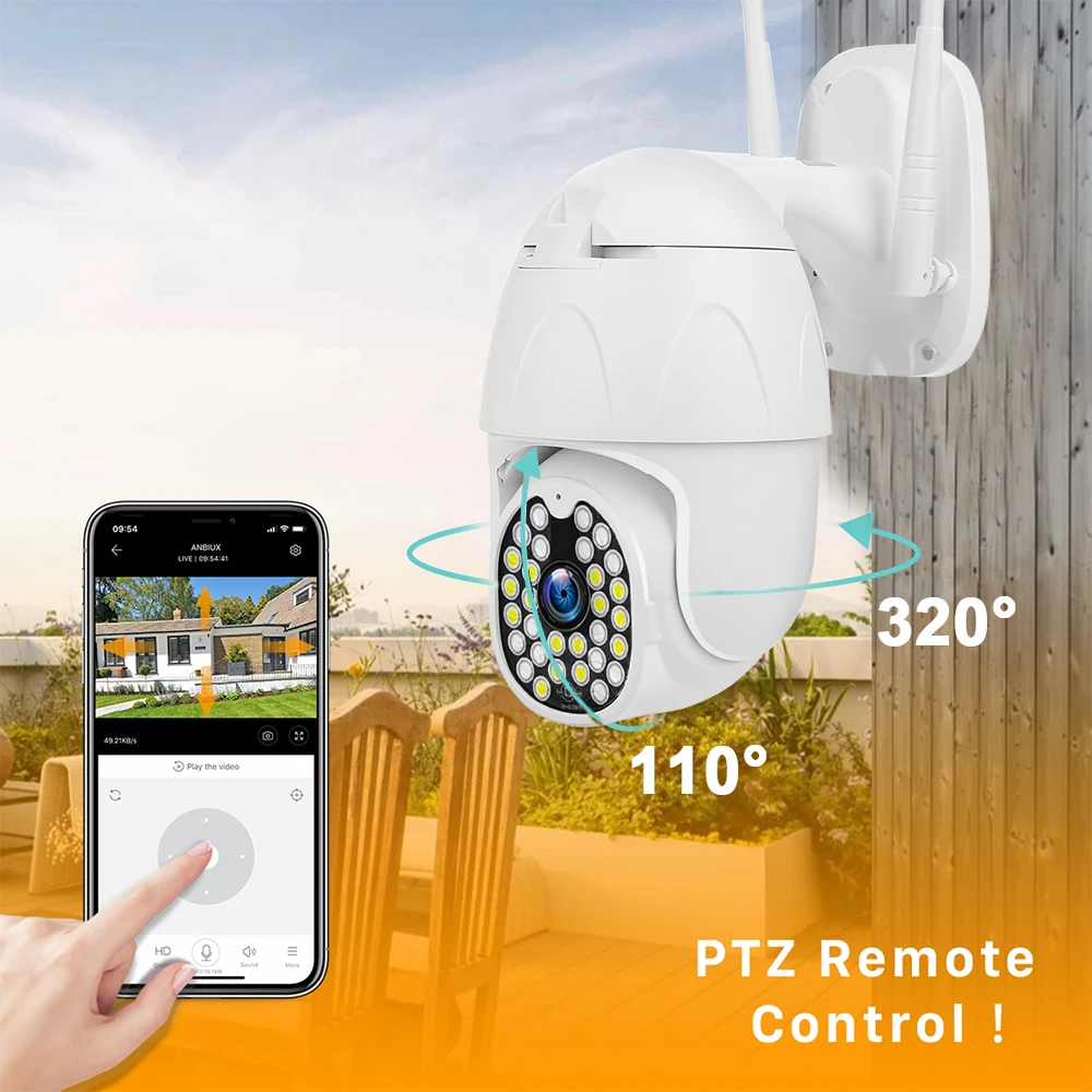 1080P PTZ WIFI камера 2MP автоматическое отслеживание водонепроницаемый CCTV Домашняя