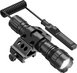 Lampe de poche tactique 1200 Lumens, 5 Modes, Super lumineux, télécommande, interrupteur à pression, queue de chargement USB, noir mat 