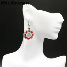 42x21 мм Романтический Красный кровяной Рубин натуральный CZ Европейский подарок серебряные серьги