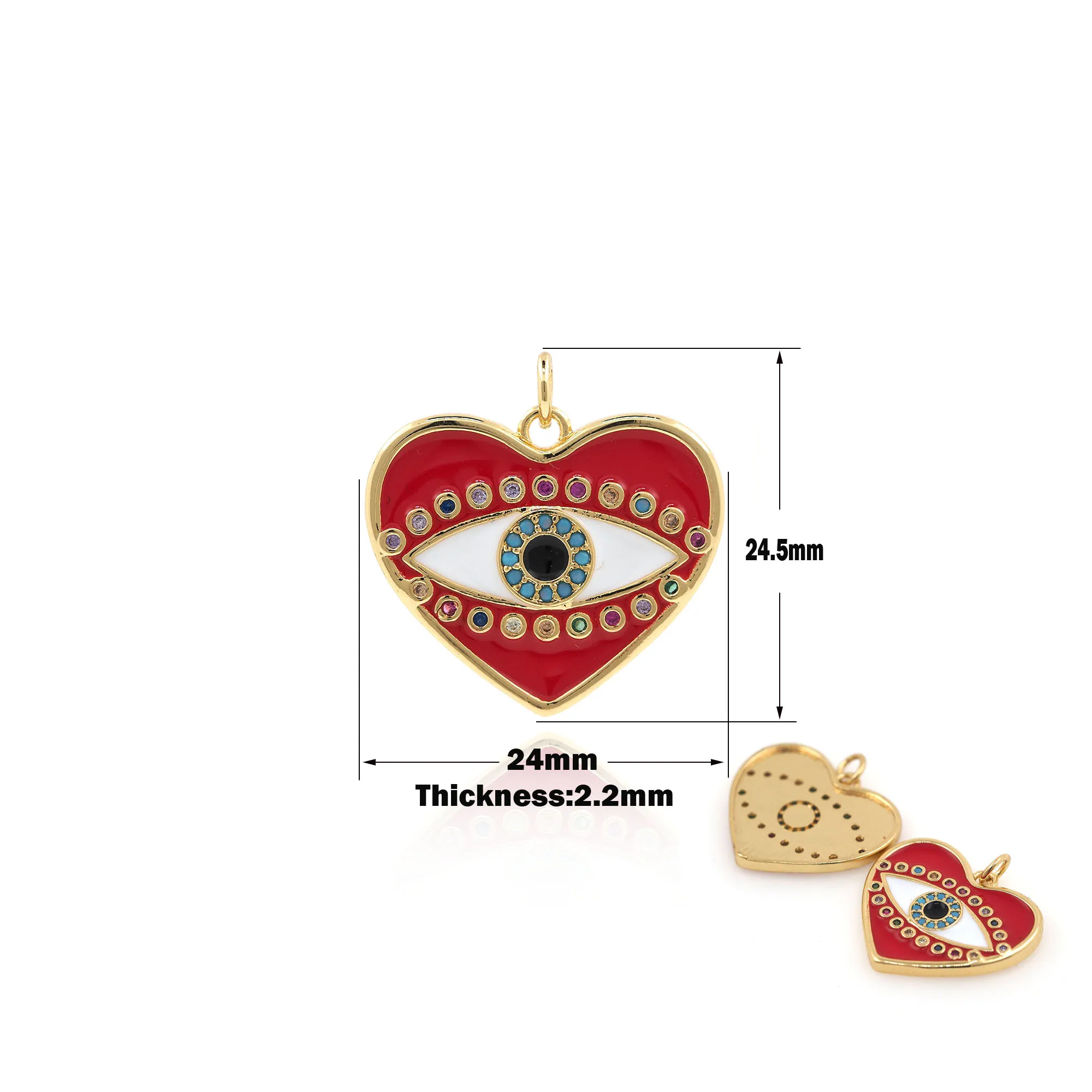

Cubic Zirconia Evil Eye Heart Enamel Turkey Eye Pendant Gold Copper DIY Necklace Bracelet Jewelry Making Supplies
