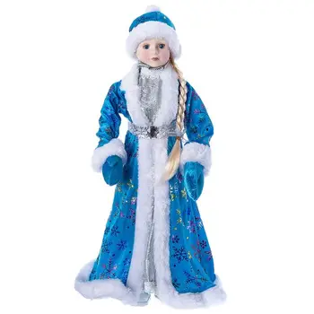 

New year's toy snow maiden under the tree 46 cm, blue fur coat snowmen e96414