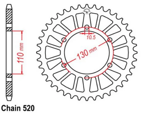 520 цепи 38T 41 Т 42 43 т 45 46T 47 т 48 мотоциклетные задние звездочки для KAWASAKI Z250SL Z300 EX250R EX300 EX400 NINJA300 NINJA400
