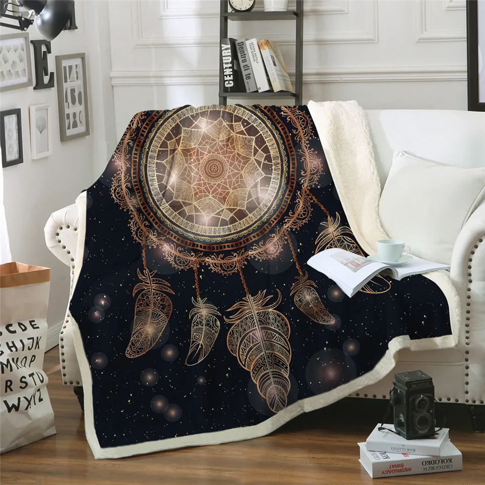 Sofa-Cushion-Yoga-Mat-Blanket-Picnic-Blanket-Thick-Double-layer-Plush-Dreamcatcher-3d-Digital-Print-Back
