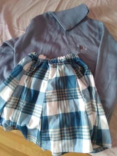 Sweater Skirt-Set Matching-Set Merry-Pretty Plaid 2pieces-Outfits Blue Spring Pleasted