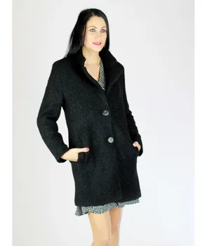 

WRAP WOOLEN COOKED Jacket Elegant Long Women Fashion Casual Black color Jacket Parka