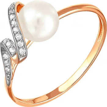 

Примаэксклюзив ring with pearls and cubic zirconia in red gold
