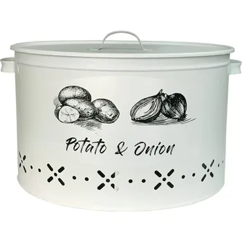 

Evstyle Metal Compartment Potato Onion Storage Container Mat White